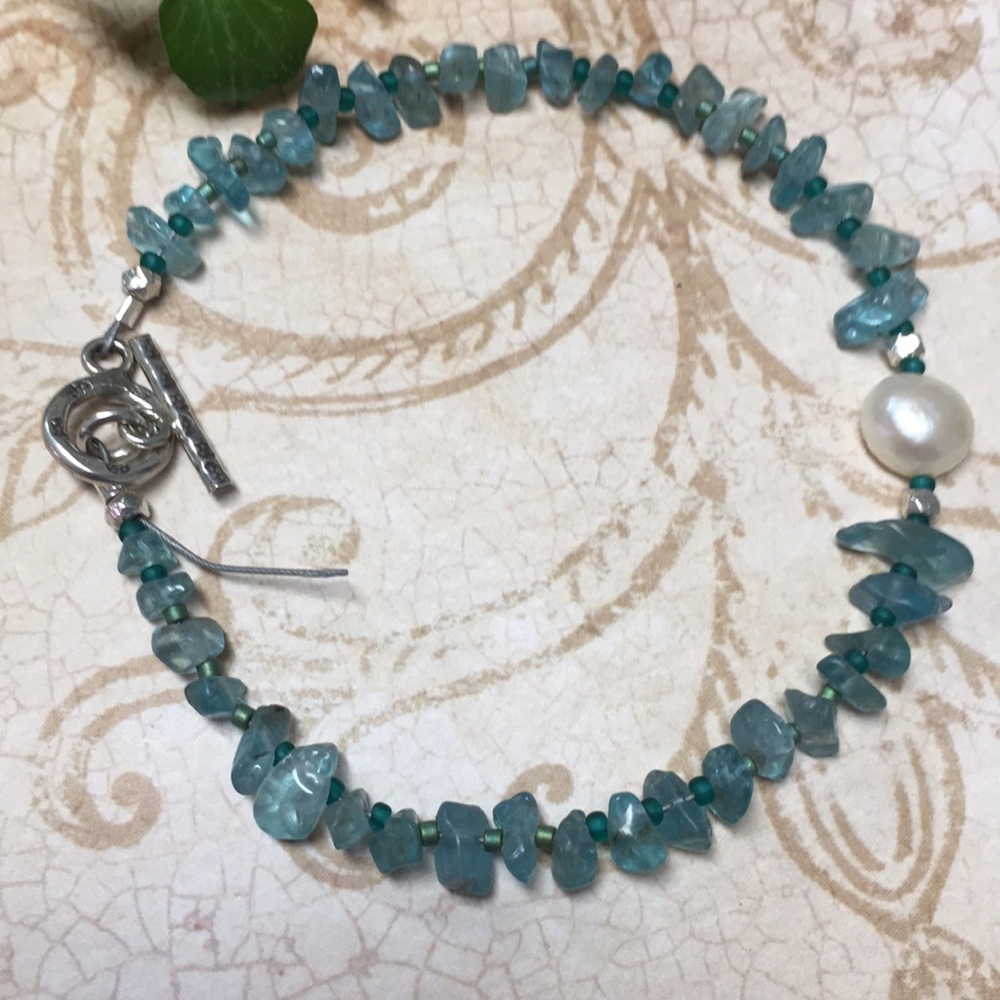 NEW Custom fit bracelet aqua Hill tribe silver